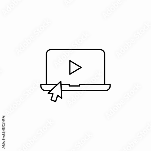laptop video playback icon sign vector