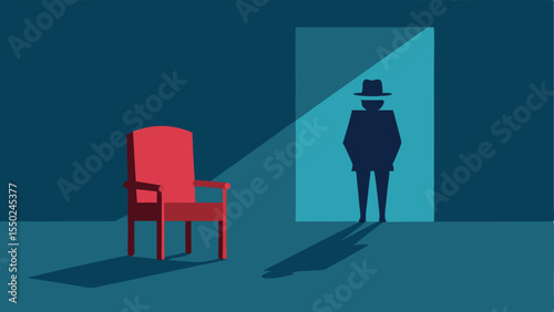 Empty Chair An empty chair opposite the suspect suggesting that an investigator might be about to enter the room for direct questioning.