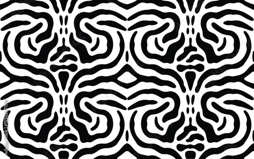 Seamless Zebra Pattern Vector Illustration. Black and White Animal Skin Texture Background