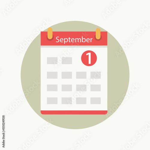September 1 calendar icon with red date mark