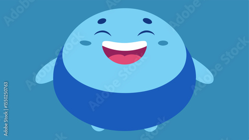 Chubby Cheeked Delight A roundfaced character sporting chubby and a big dimpled smile. With their mouth od wide in laughter the characters eyes are sparkling with joy and they have
