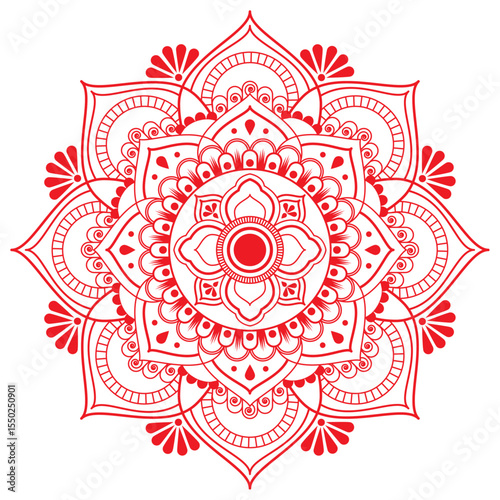 Ornamental Round Lace Mandala Design with Floral and Vintage Elements