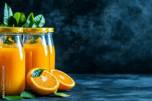 Close Up Orange Juice Jars
