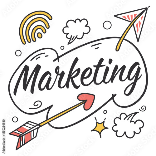 Vector creative illustration of marketing word lettering typogra