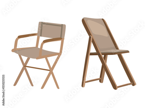 Camping chair, Forest travel. Flat vector clipart, illustration with isolated background.
