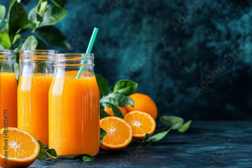 Glass Bottles with Orange Juice