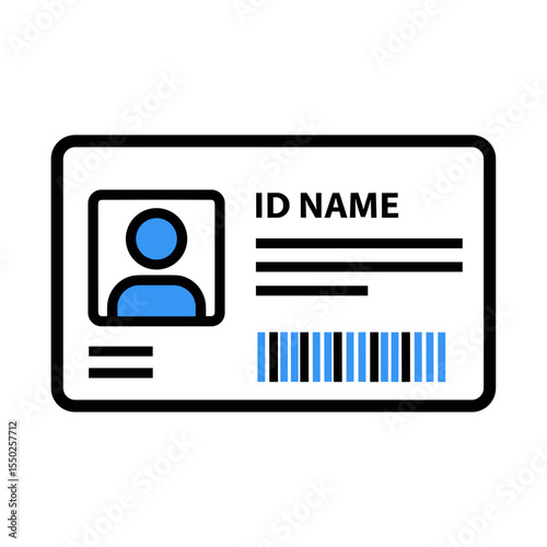 Modern Flat Style Identification Badge with Personal Information Card
