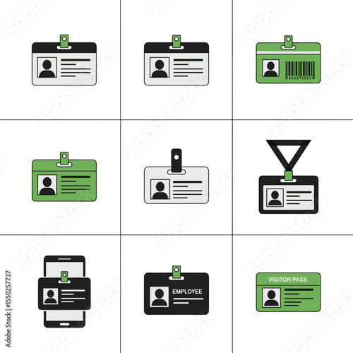 Modern Flat Style Identification Badge Set Collection with Various Design