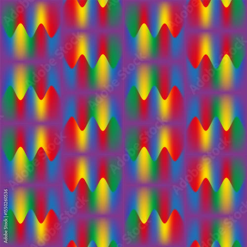  Endless vector seamless pattern consisting of various colorful graphic elements.