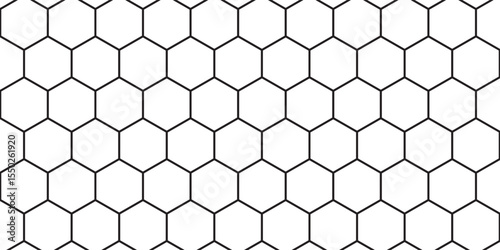 Honeycomb mosaic hexagons background. Plain hexagon grid with bold cells. Hexagon cells. Seamless tileable vector illustration