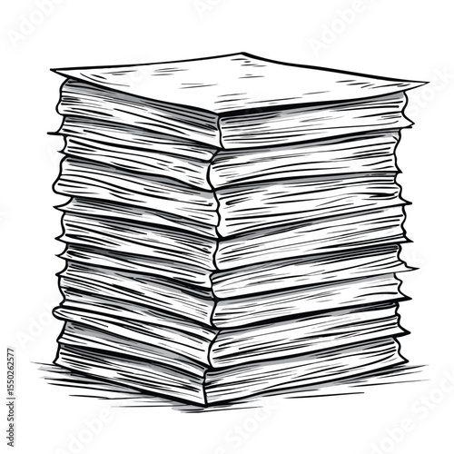 Creative Paper Stack Cartoon Vector Illustration