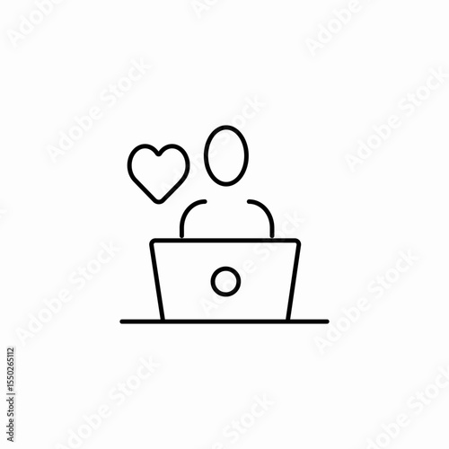 laptop user love icon sign vector