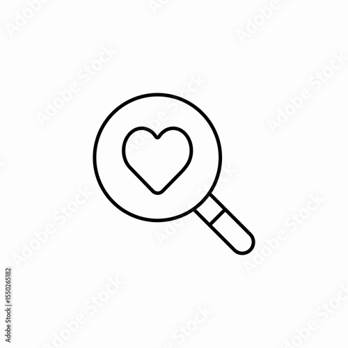 magnifying glass heart icon sign vector