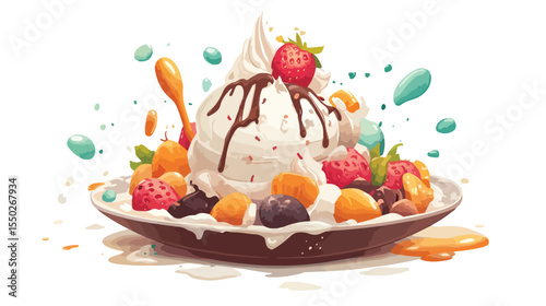 Delicious Isolated Ice Cream Icon Flat Vector