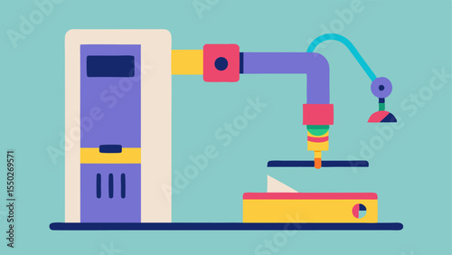 3D Printer with Prosthetic Limb An illustration showing a 3D printer actively creating a prosthetic arm with the arm partially completed and colorful filaments nearby.