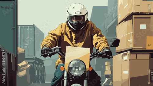 Delivery Service Worker Wearing Medical Mask