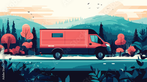 Professional Delivery Truck Service Vector Illustration