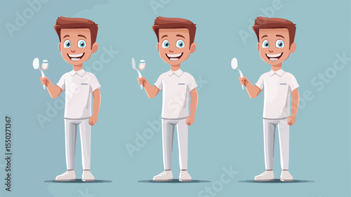 Professional Male Dentist Holding Toothpaste in Flat Vector Illustration