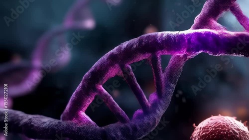 Close up of dna strands and cells