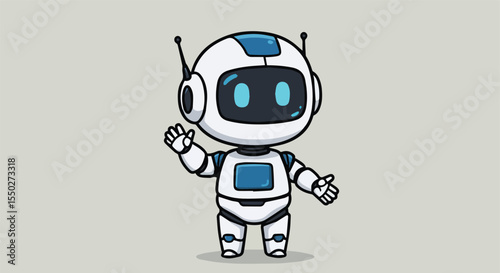 Cute Friendly Robot Waving Hello