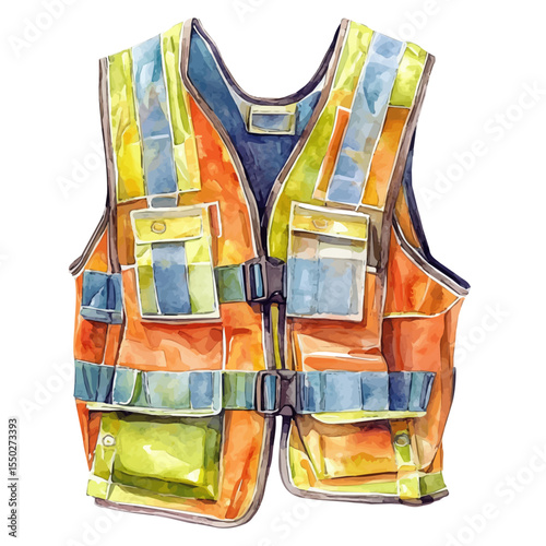 watercolor of Safety Vest, vector, isolated on a white background.