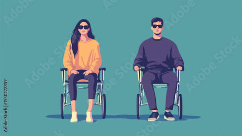 Empowering Disabled Man and Woman with Sunglasses in Sunlight
