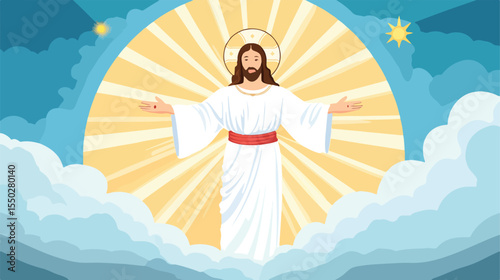 Divine Child Jesus Religious Flat Vector Illustration