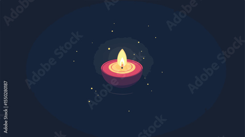 Diwali Candle Aerial View Flat Vector Illustration