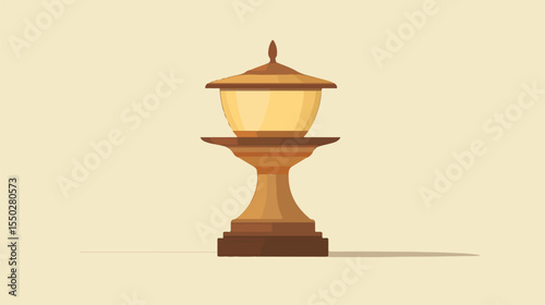 Diwali Wooden Lamp Flat Vector Illustration