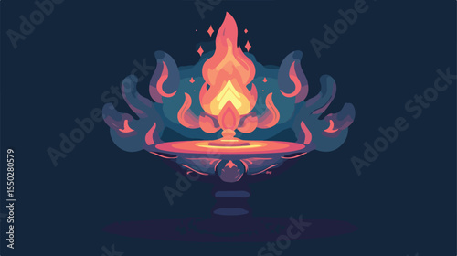 Modern Flat Vector Illustration of Diya Lamp Design