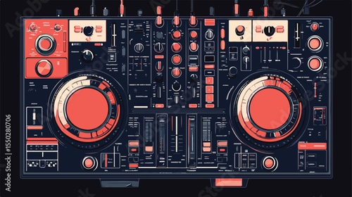 Professional Dj Mixer Stereo Isolated Flat Vector Illustration