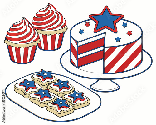Red White and Blue Themed Food Set, USA Holiday Snack Collection
