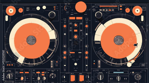 Professional Isolated Music Turntable Vector Illustration