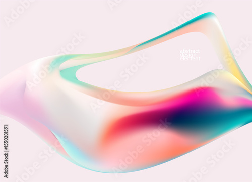 Abstract light background of fluid iridescent shape. Elegant vector wallpaper.