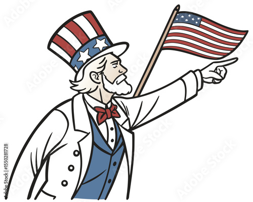 Uncle Sam Character Vector, Iconic American Poster Illustration