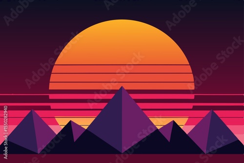 Egyptian pyramids of Giza at sunset in the desert
