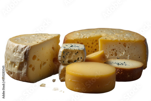 A close up shot of various cheeses stacked on top of each other food