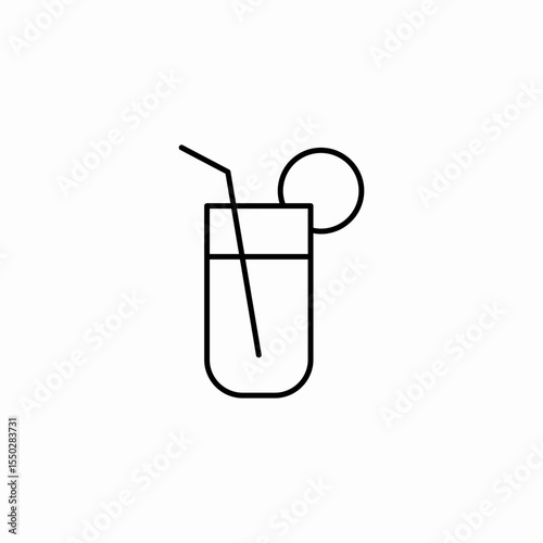 refreshing drink with straw icon sign vector
