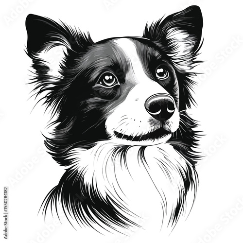 Cute Dog Cartoon Vector in Black and White