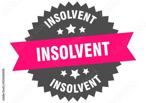 insolvent. insolvent round pink label isolated on transparent background