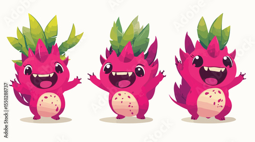 Dragon Fruit Works Cute Character Mascot Flat