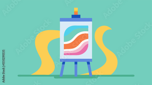 Colorful Toothpaste Palette An illustration of a vibrant artists easel set up in a bright sunny room. The canvas is on the easel displaying a colorful swirl of various squeezed