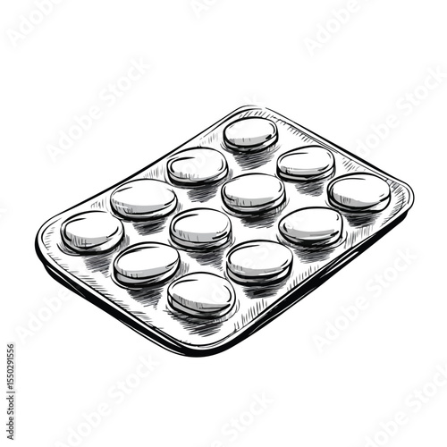 Colorful Cartoon Vector of Drug Pills in Plastic Pack