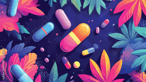 Professional Flat Vector Illustration of Drugs and Medicine