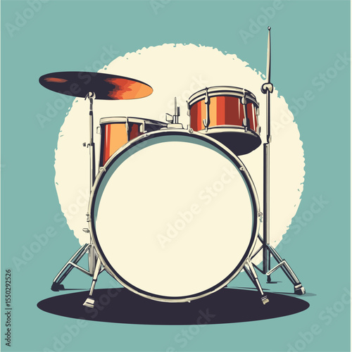 Musical Drum Flat Vector Illustration in Frame