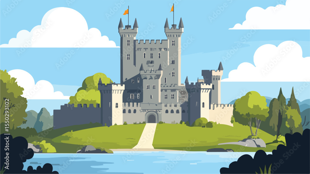 Obraz premium Dublin Castle Ireland Building Flat Vector Illustration