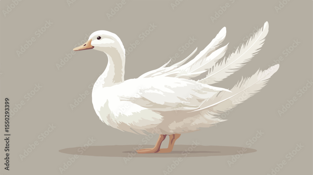 Obraz premium White Feathered Duck Flat Vector Illustration