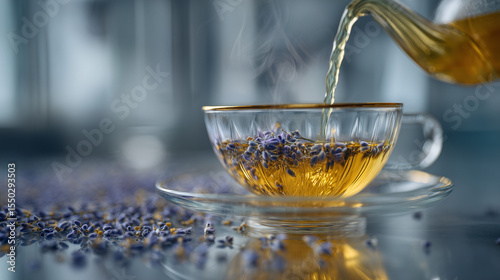 pouring tea into a glass
