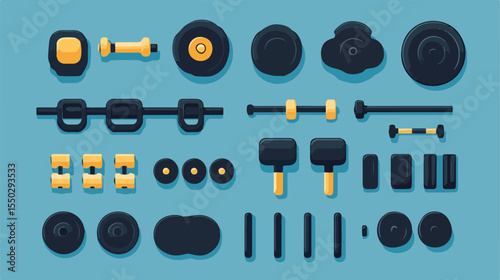 Flat Vector Illustration of Dumbbell Gym Equipment for Workouts and Exercise