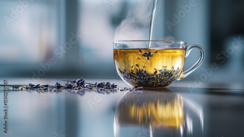pouring tea into a glass